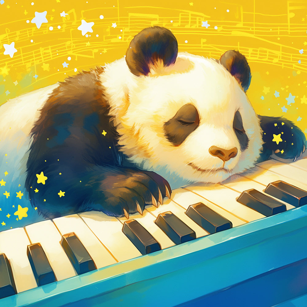 Reuzenpanda Slaapt op een Piano Diamond Painting