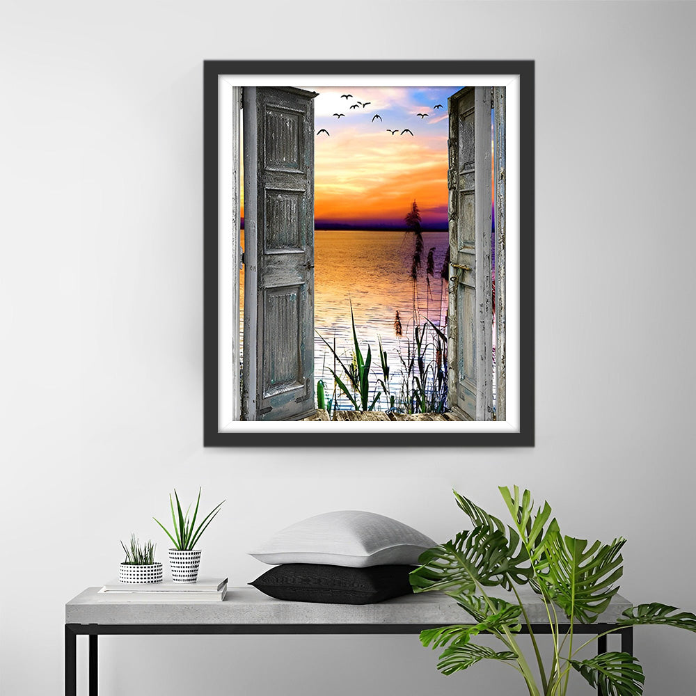 Riet en Zee Buiten de Houten Deur Diamond Painting