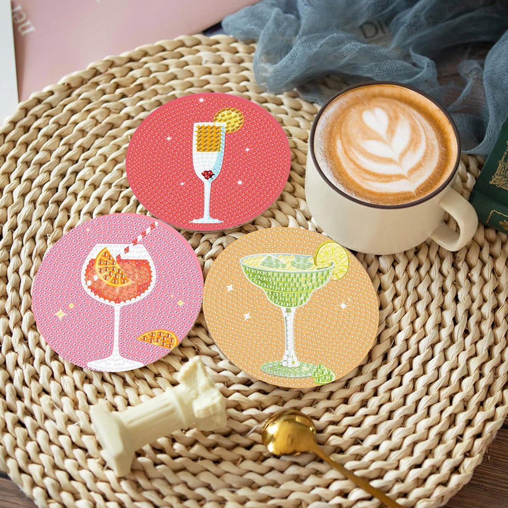 Rijke Variatie aan Champagne Diamond Painting Onderzetters 8 Stuks