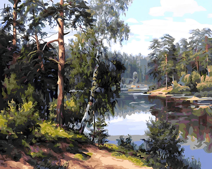 Rivier in Lente Bos Diamond Painting