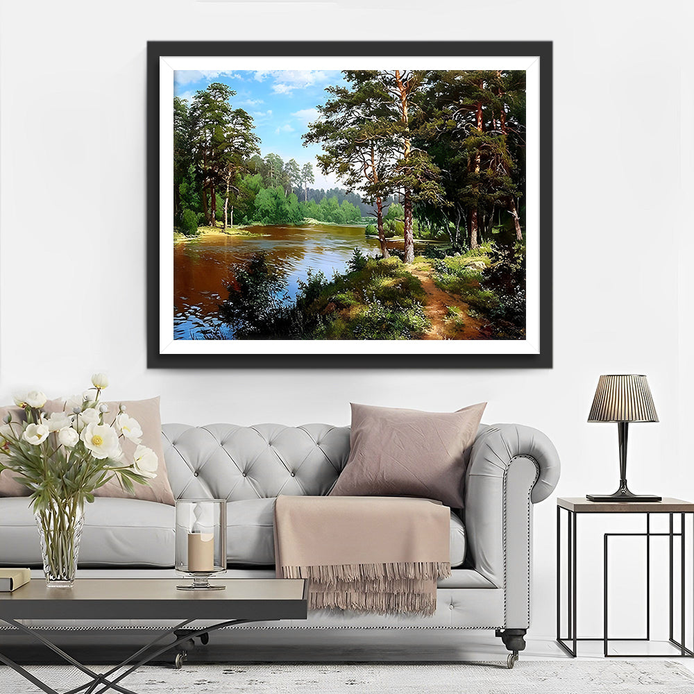 Rivier in Zomer Bos Diamond Painting