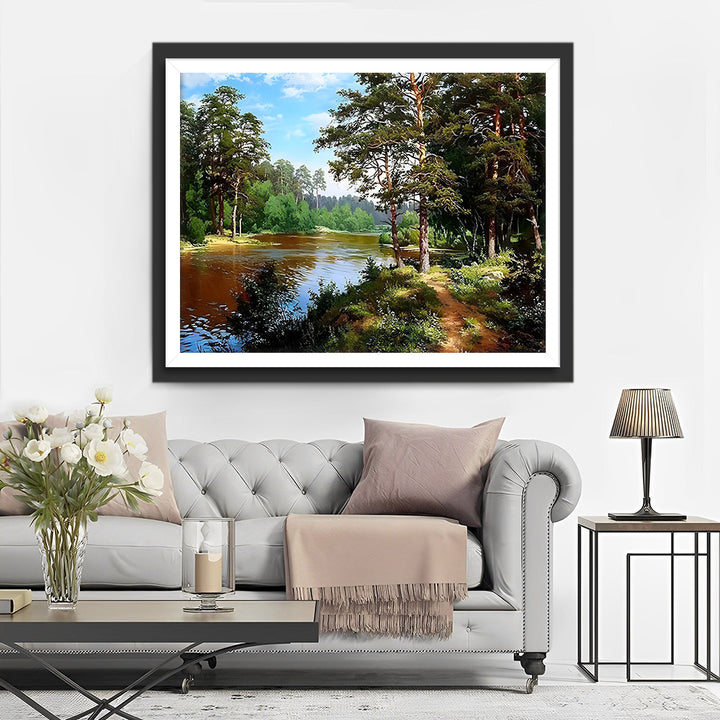Rivier in Zomer Bos Diamond Painting