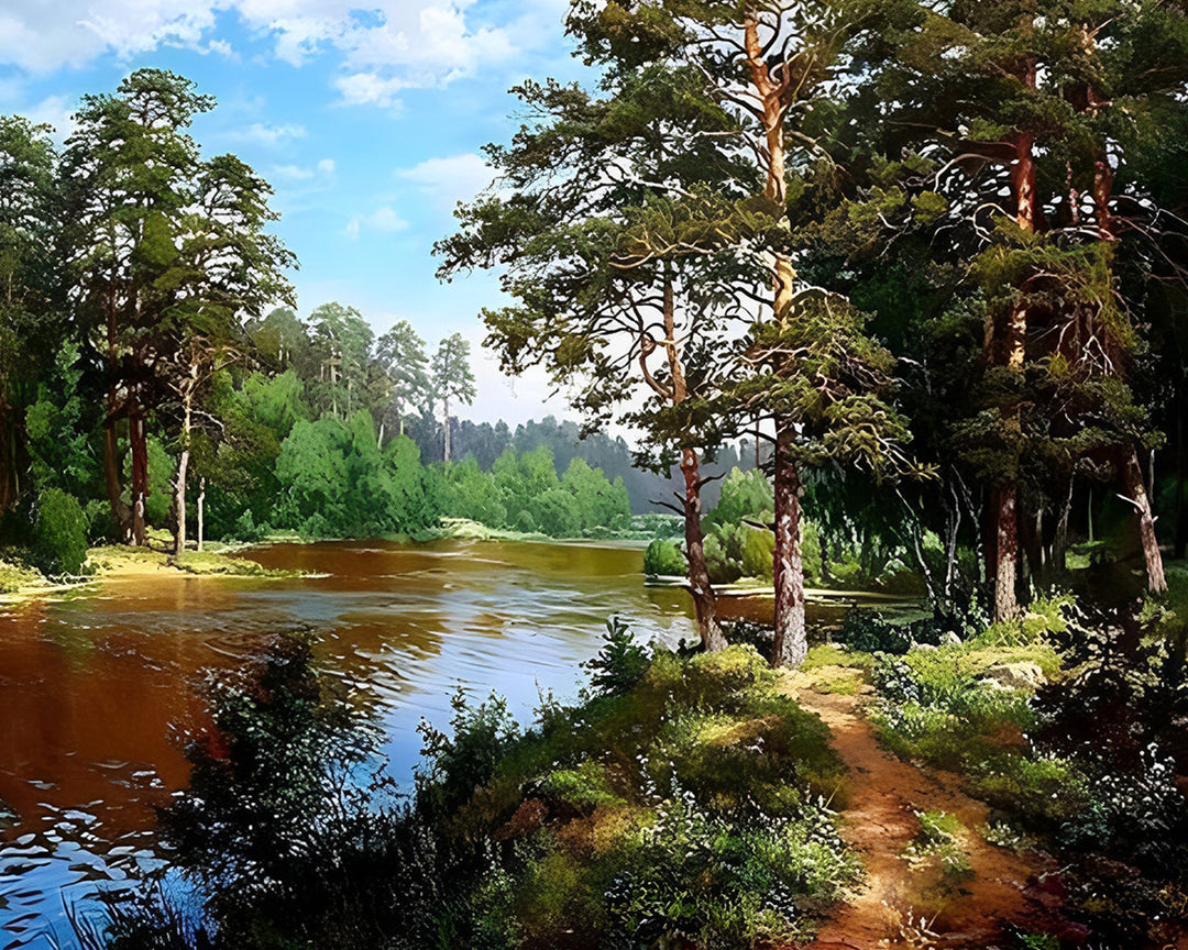 Rivier in Zomer Bos Diamond Painting