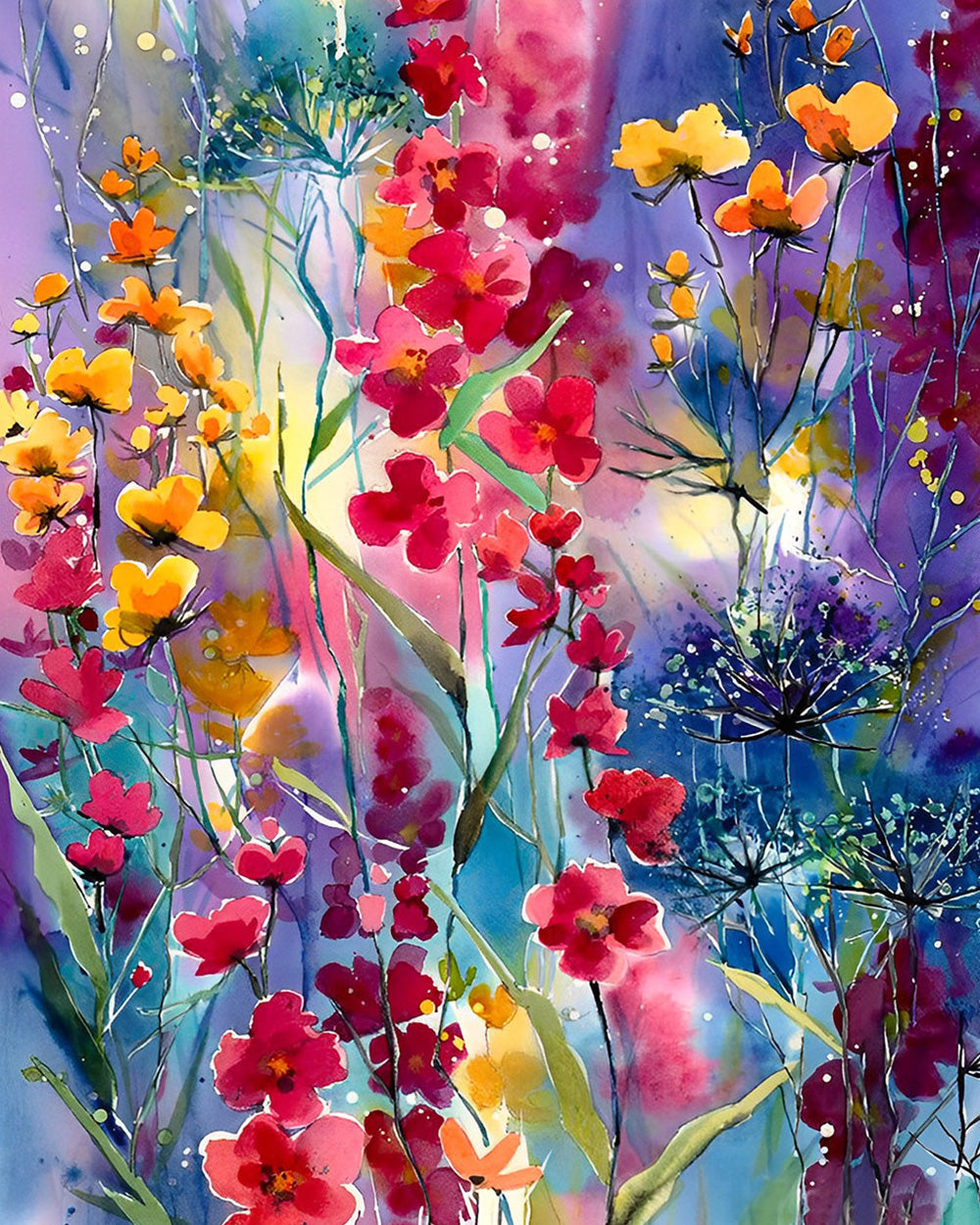 Rode en Gele Wilde Bloemen Diamond Painting