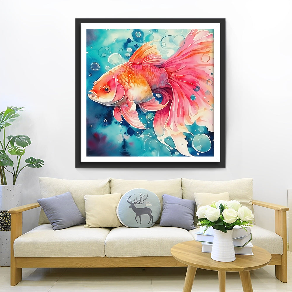 Rode Karper Spuwt Bellen Diamond Painting