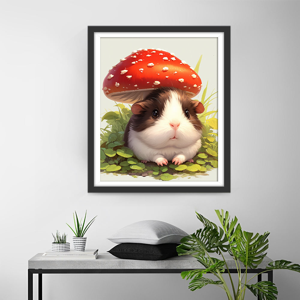 Rode Paddenstoel en Hamster Diamond Painting