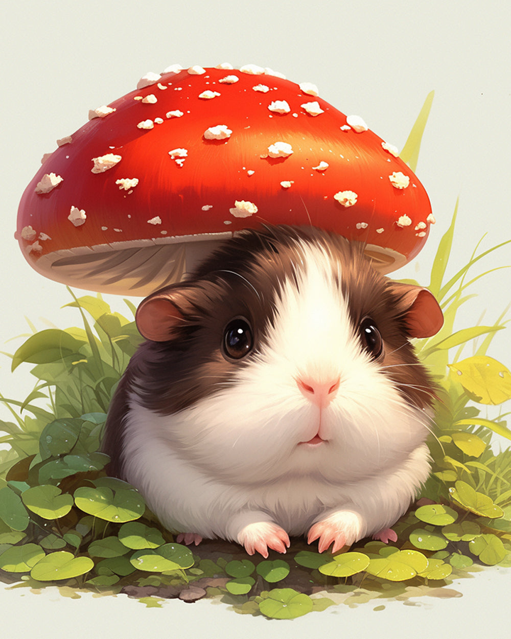 Rode Paddenstoel en Hamster Diamond Painting