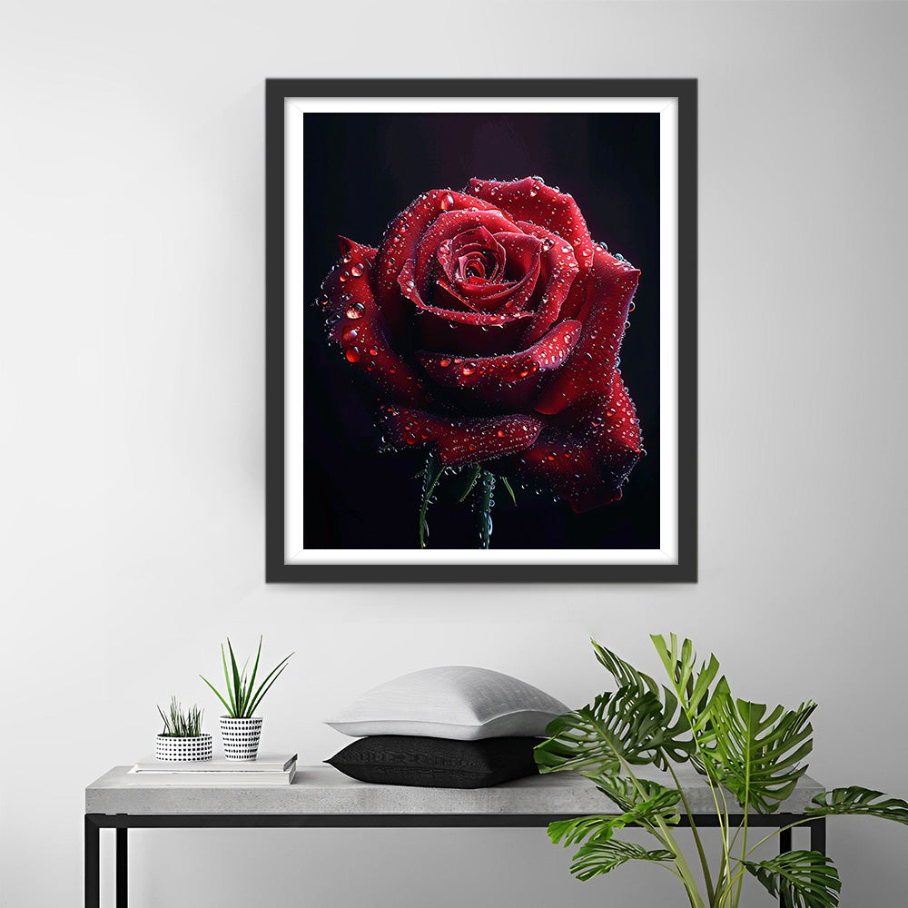 Rode Roos in het Donker Diamond Painting