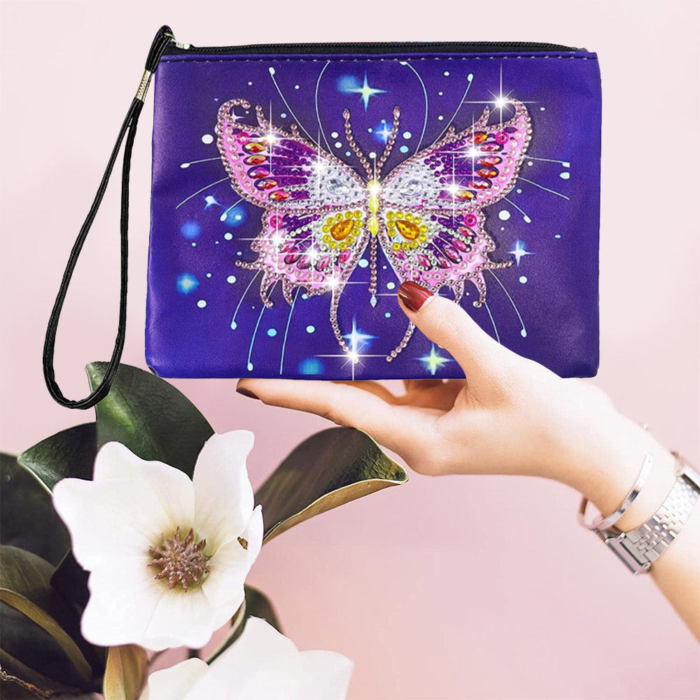 Romantische Roze en Paarse Vlinder Diamond Painting Polstas