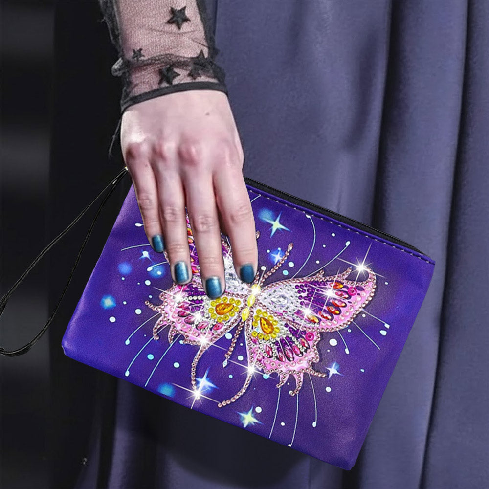 Romantische Roze en Paarse Vlinder Diamond Painting Polstas