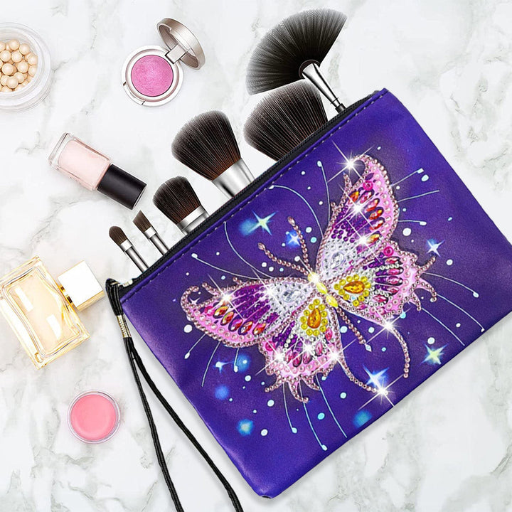 Romantische Roze en Paarse Vlinder Diamond Painting Polstas