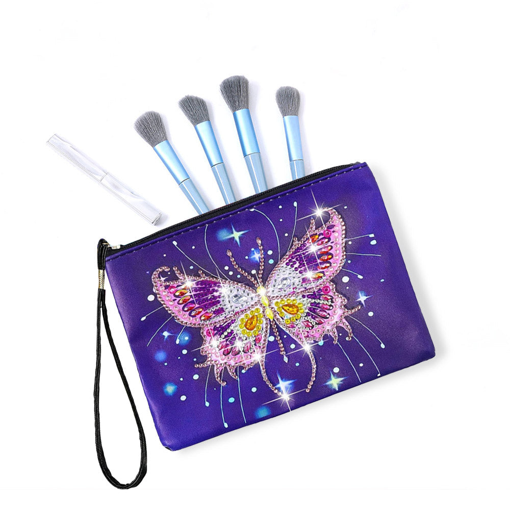 Romantische Roze en Paarse Vlinder Diamond Painting Polstas