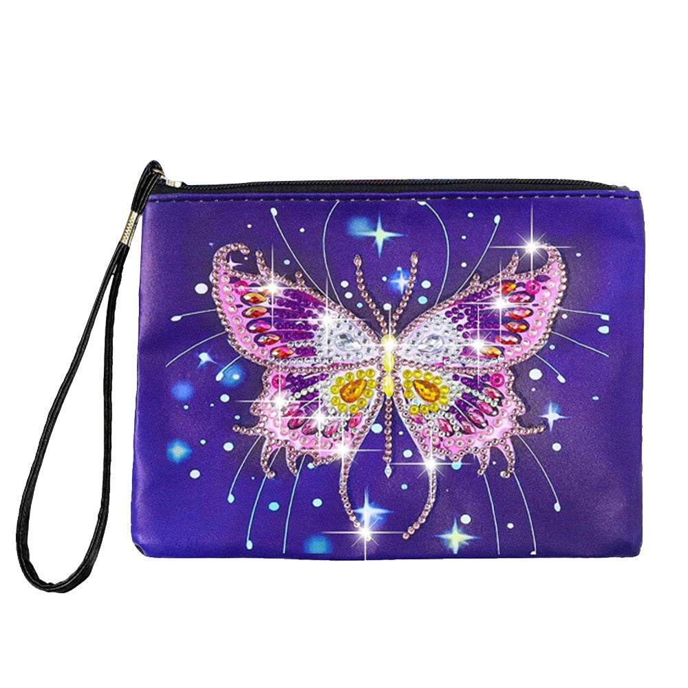 Romantische Roze en Paarse Vlinder Diamond Painting Polstas