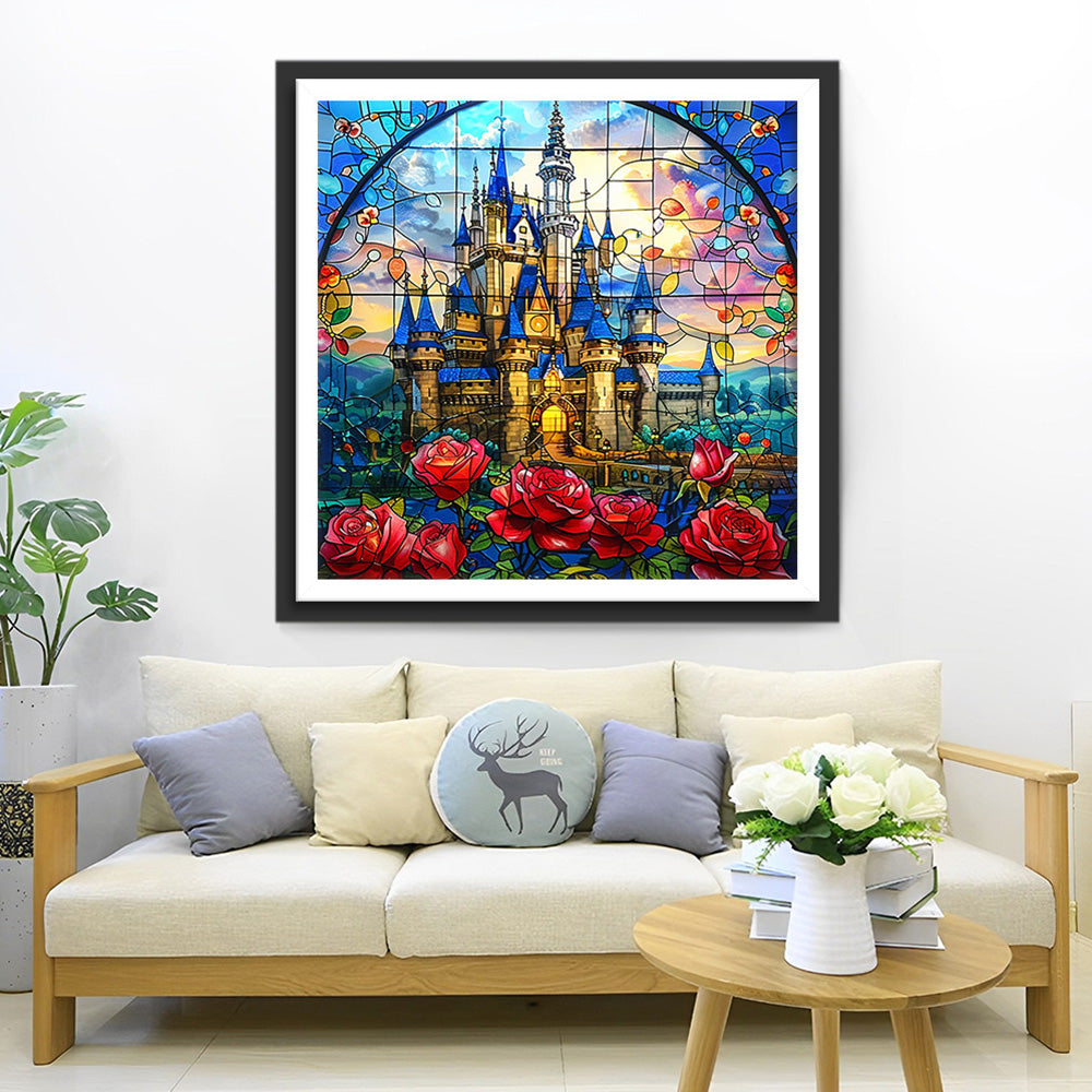 Rood Rozenkasteel Diamond Painting