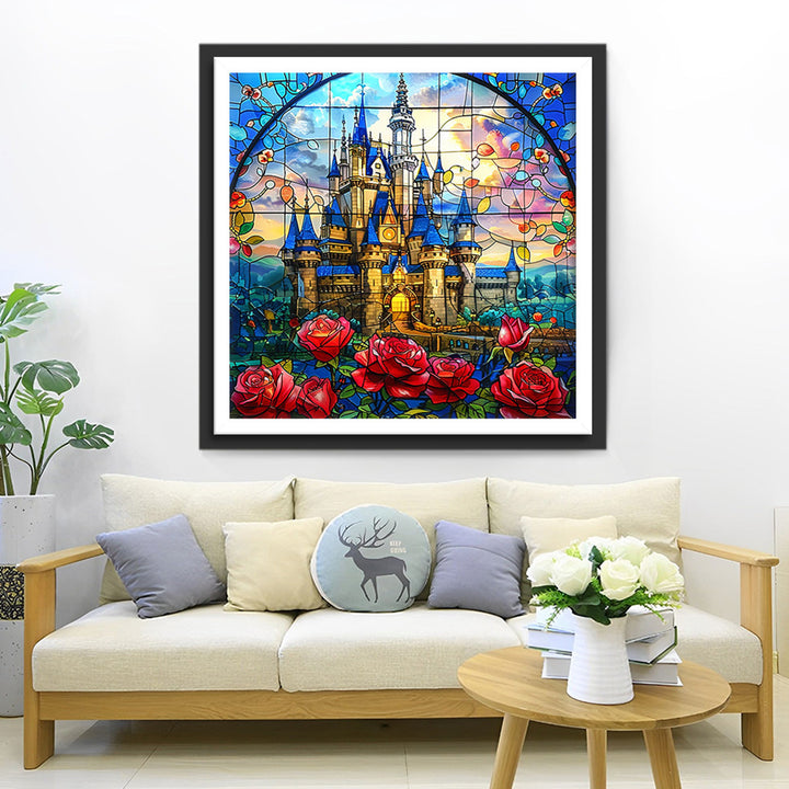 Rood Rozenkasteel Diamond Painting