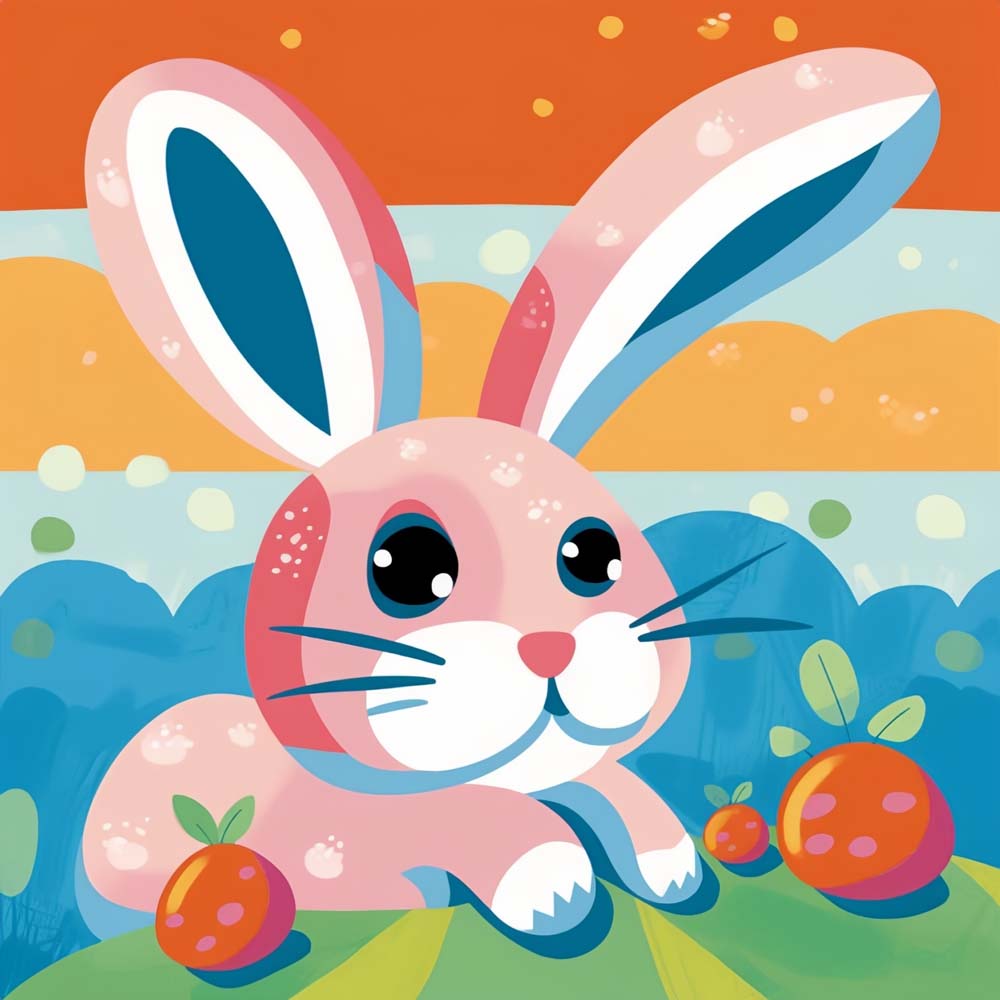 Roze Cartoon Konijn Diamond Painting