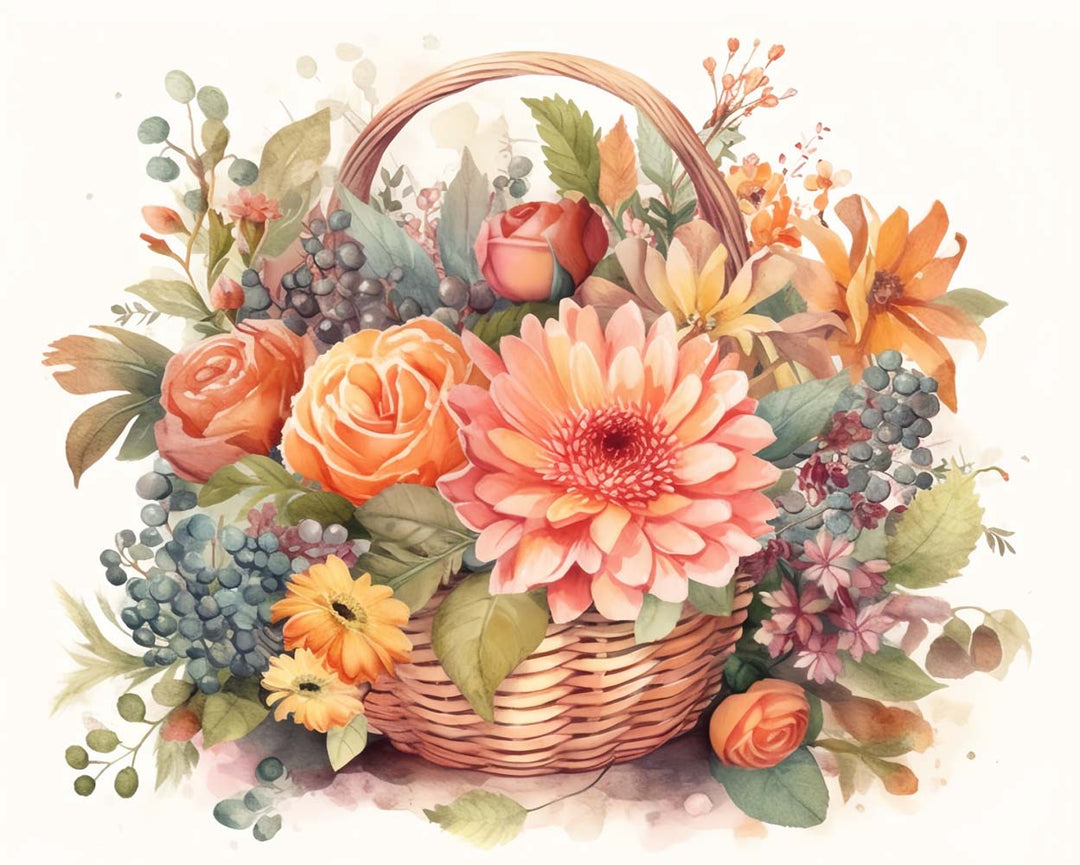 Roze Chrysant en Rozen in Mand Diamond Painting