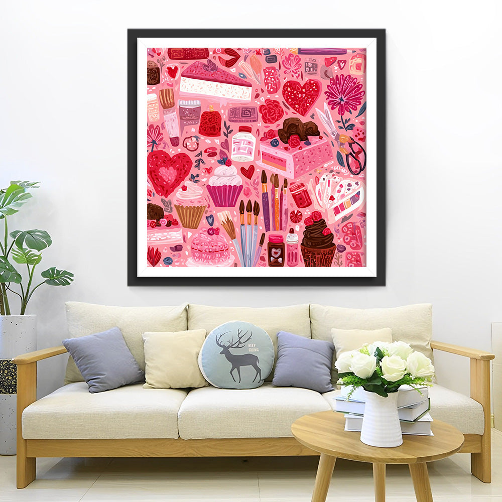 Roze Cosmetica en Eten Diamond Painting