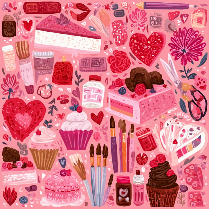 Roze Cosmetica en Eten Diamond Painting