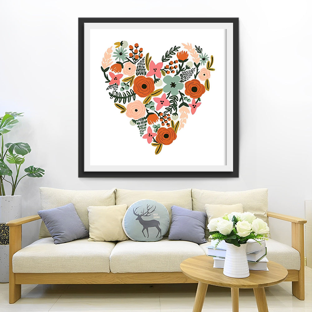 Roze en Rode Klaproos Hart Diamond Painting