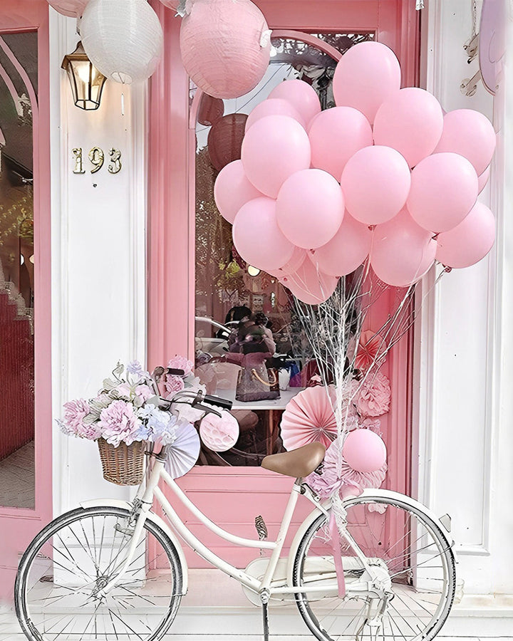 Roze Fiets en Ballonnen Diamond Painting