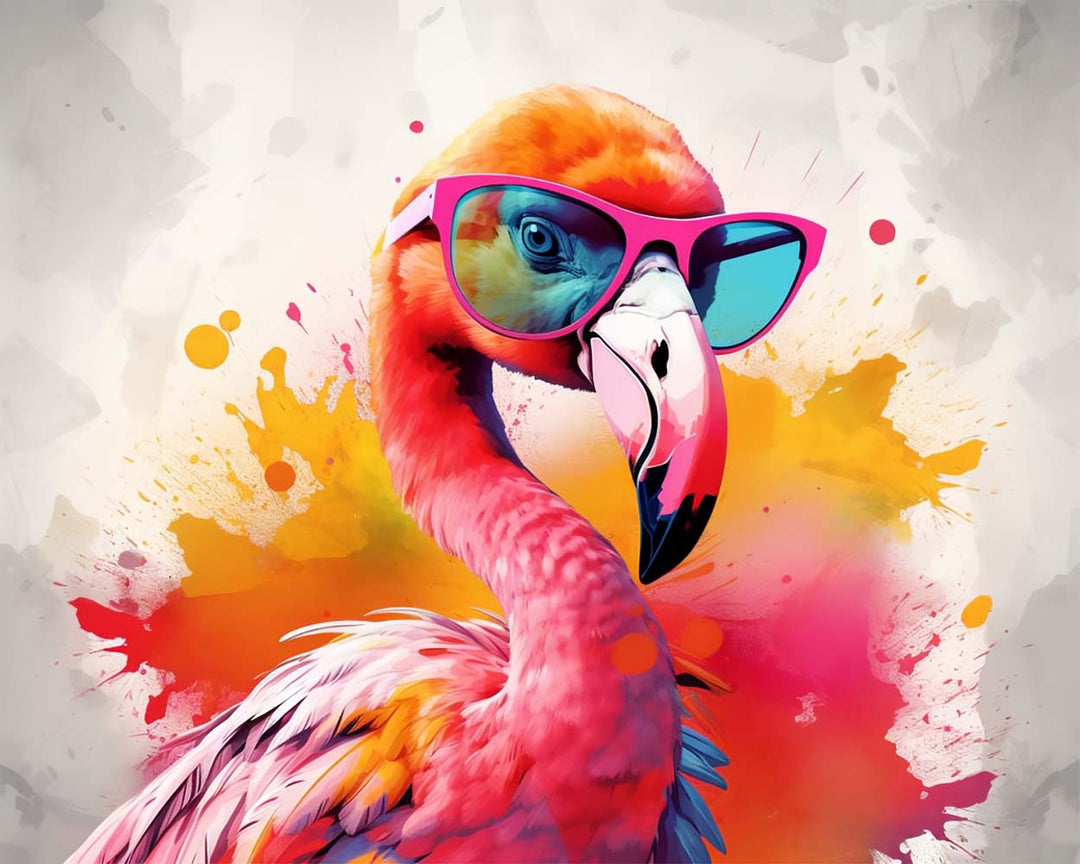 Roze Flamingo met Brillen Diamond Painting