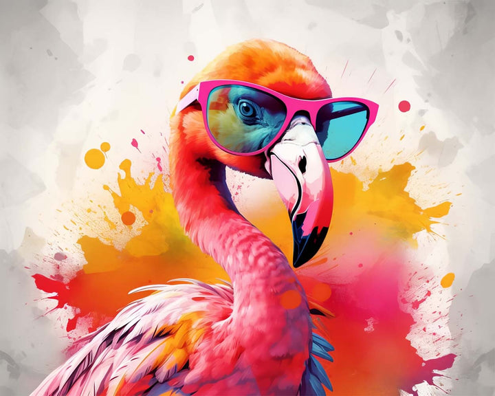 Roze Flamingo met Brillen Diamond Painting
