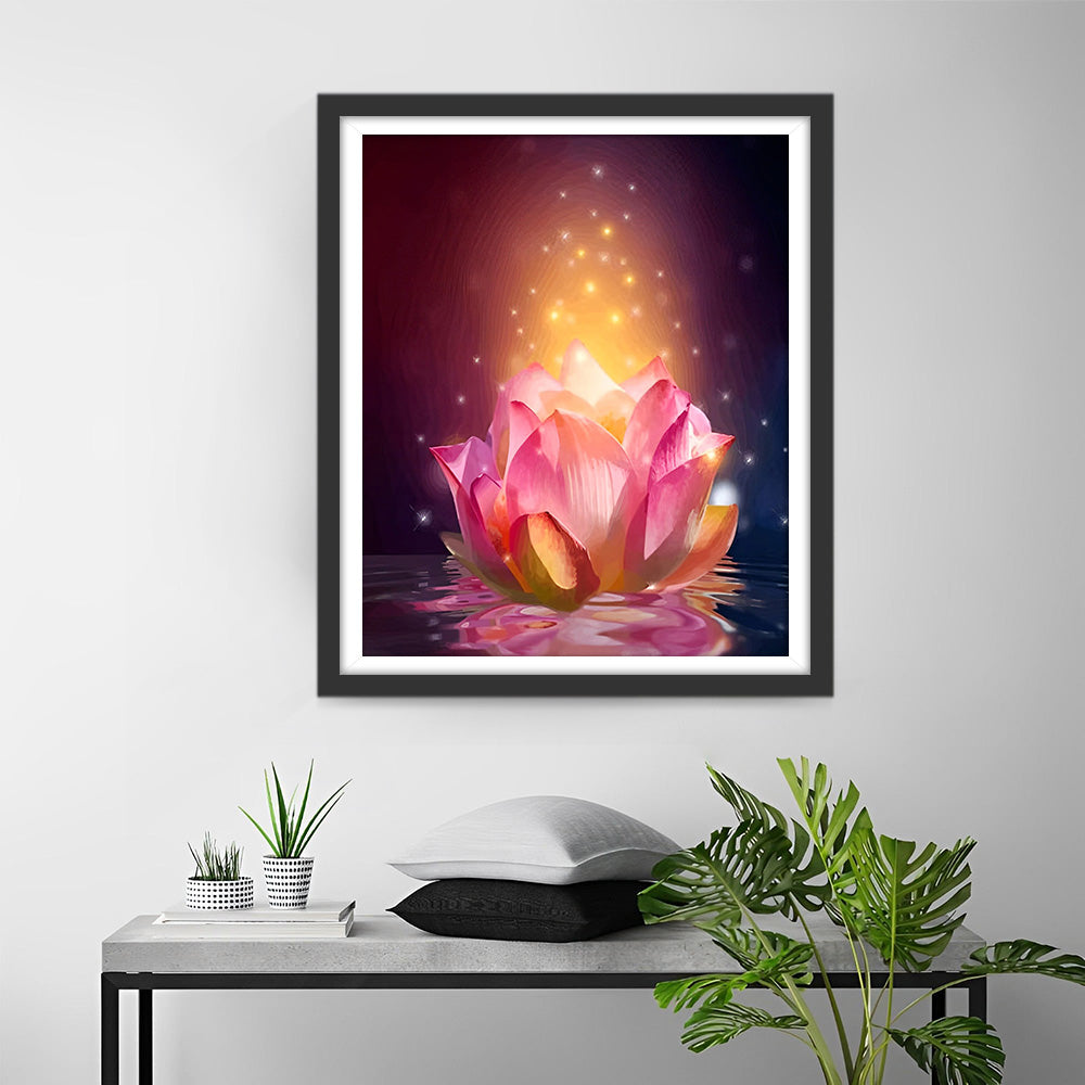 Roze Gloeiende Lotus Diamond Painting