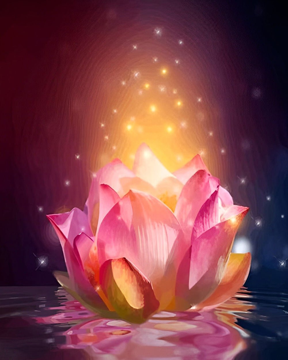 Roze Gloeiende Lotus Diamond Painting