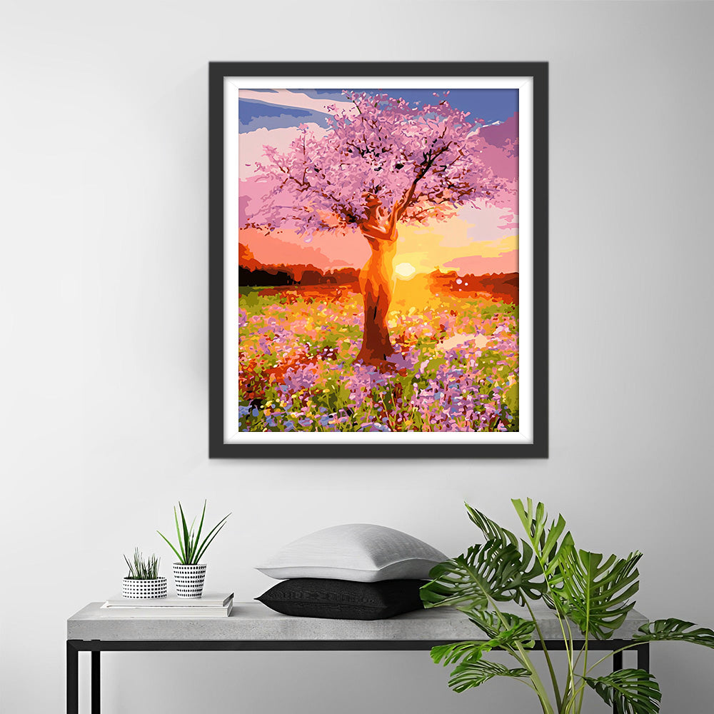 Roze Godinnenboom Diamond Painting