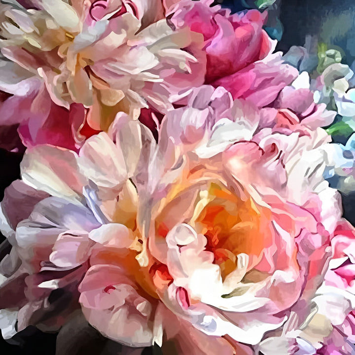 Roze Pioenrozen Bloeien Weelderig Diamond Painting
