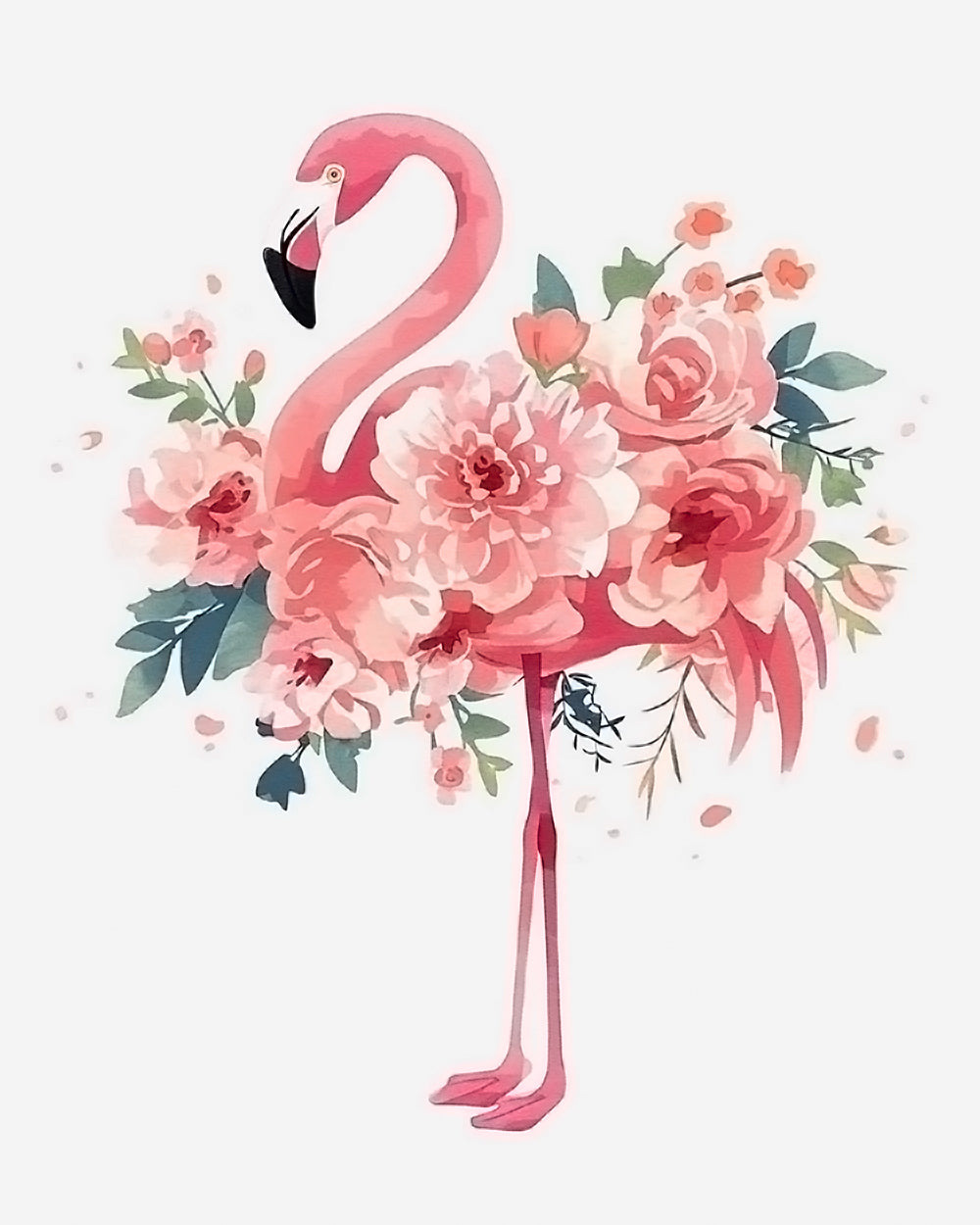Roze Pioenrozen en Flamingo's Diamond Painting