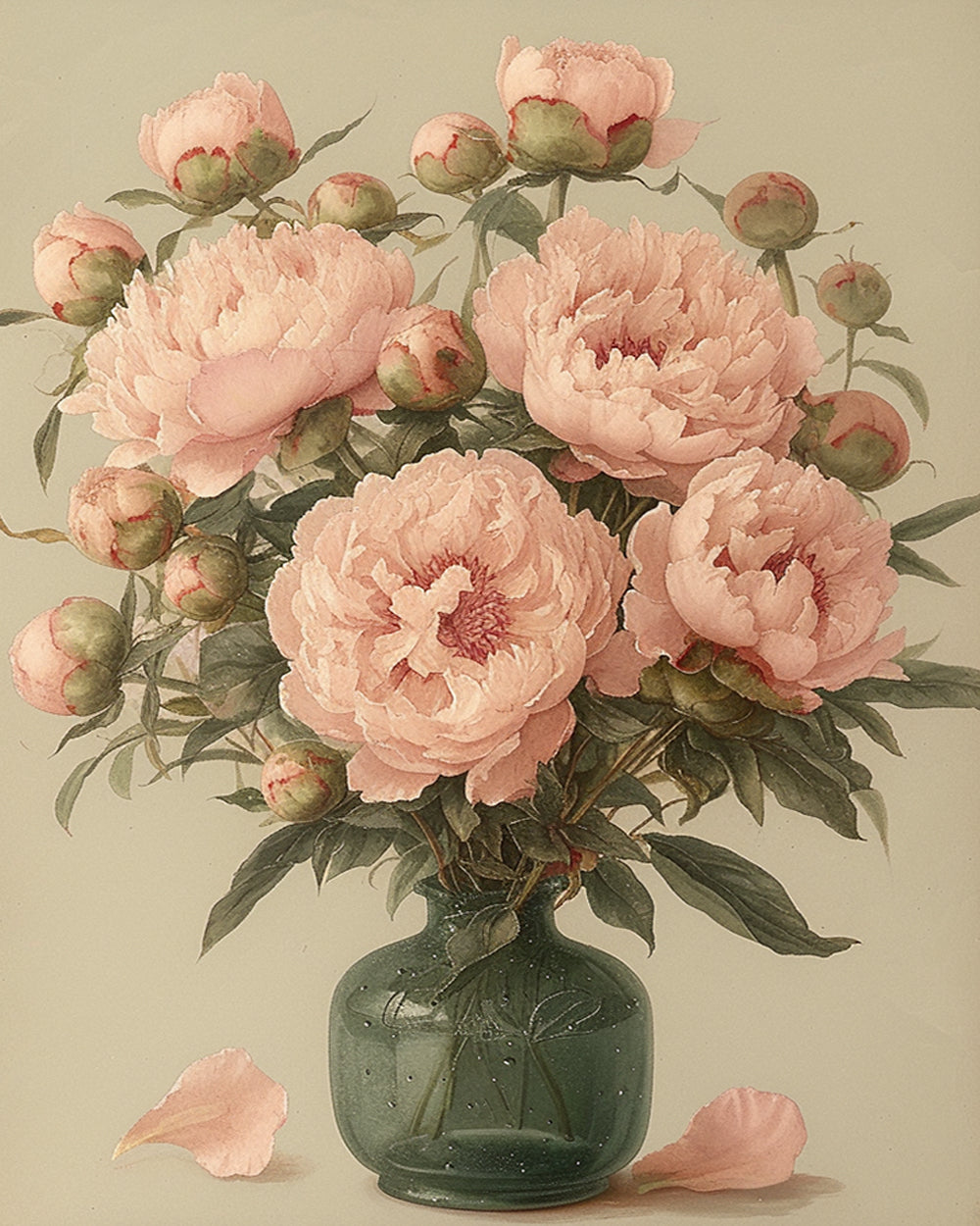 Roze Pioenrozen in de Vaas Diamond Painting