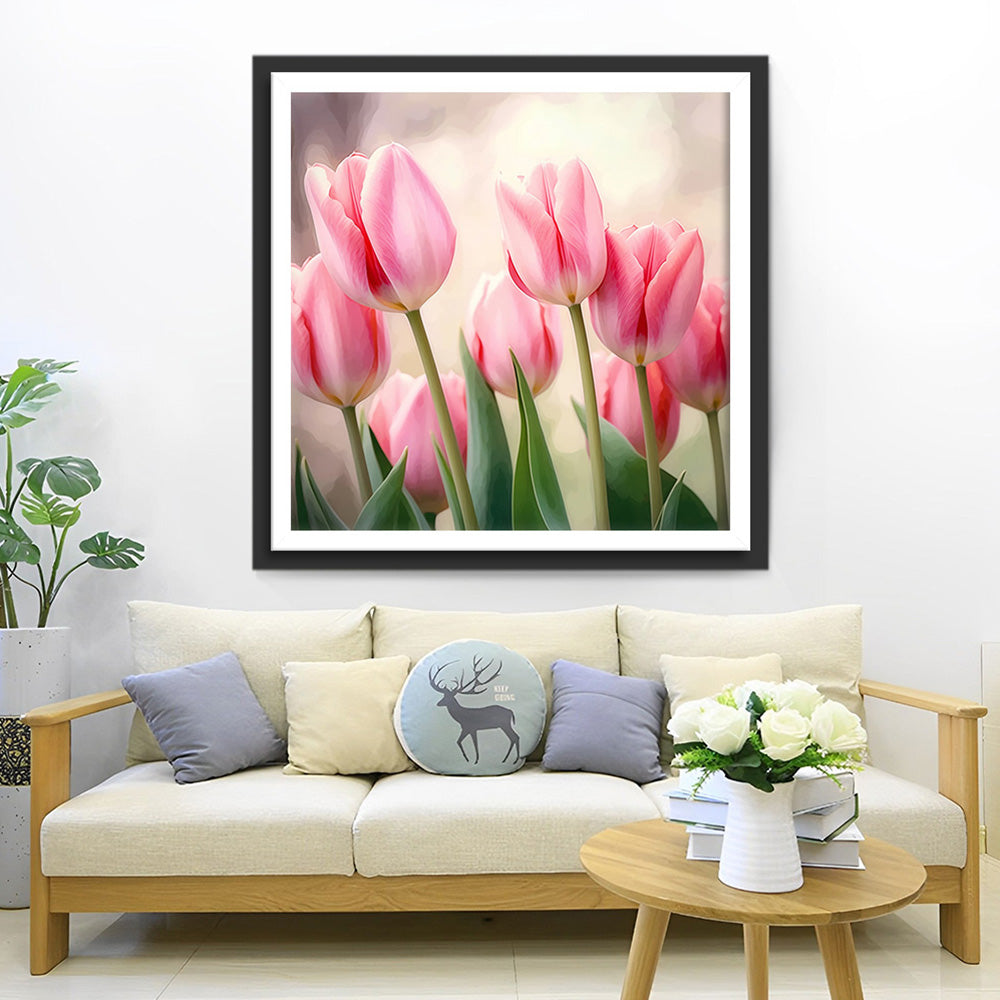 Roze Tulpen Diamond Painting