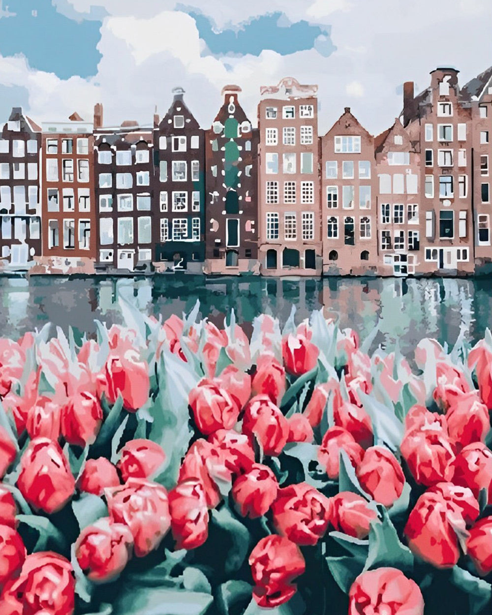 Roze Tulpen in Amsterdam Diamond Painting