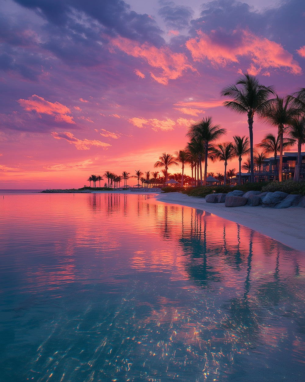 Roze Zonsondergang Zeezicht Diamond Painting