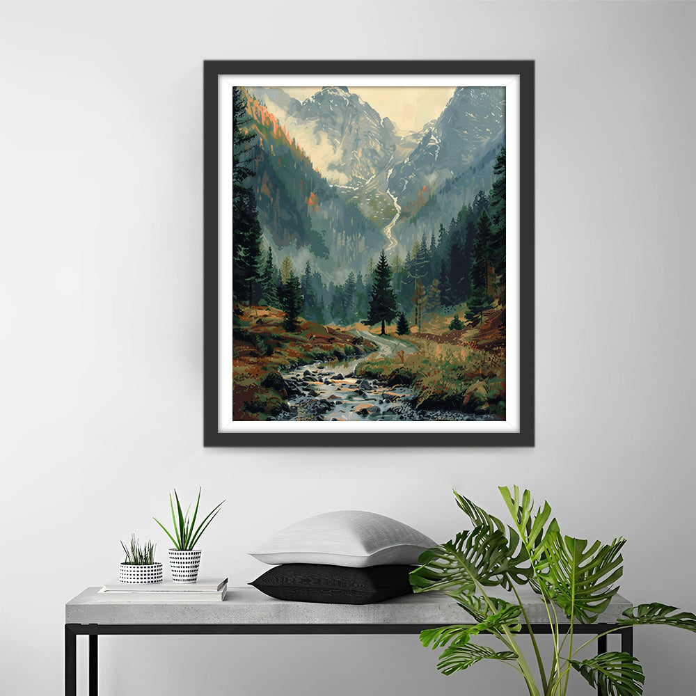 Rustige Berg en Bos Diamond Painting