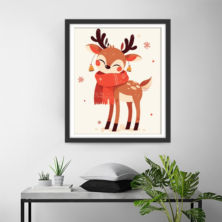 Schattig Hert in Kerstkostuum Diamond Painting