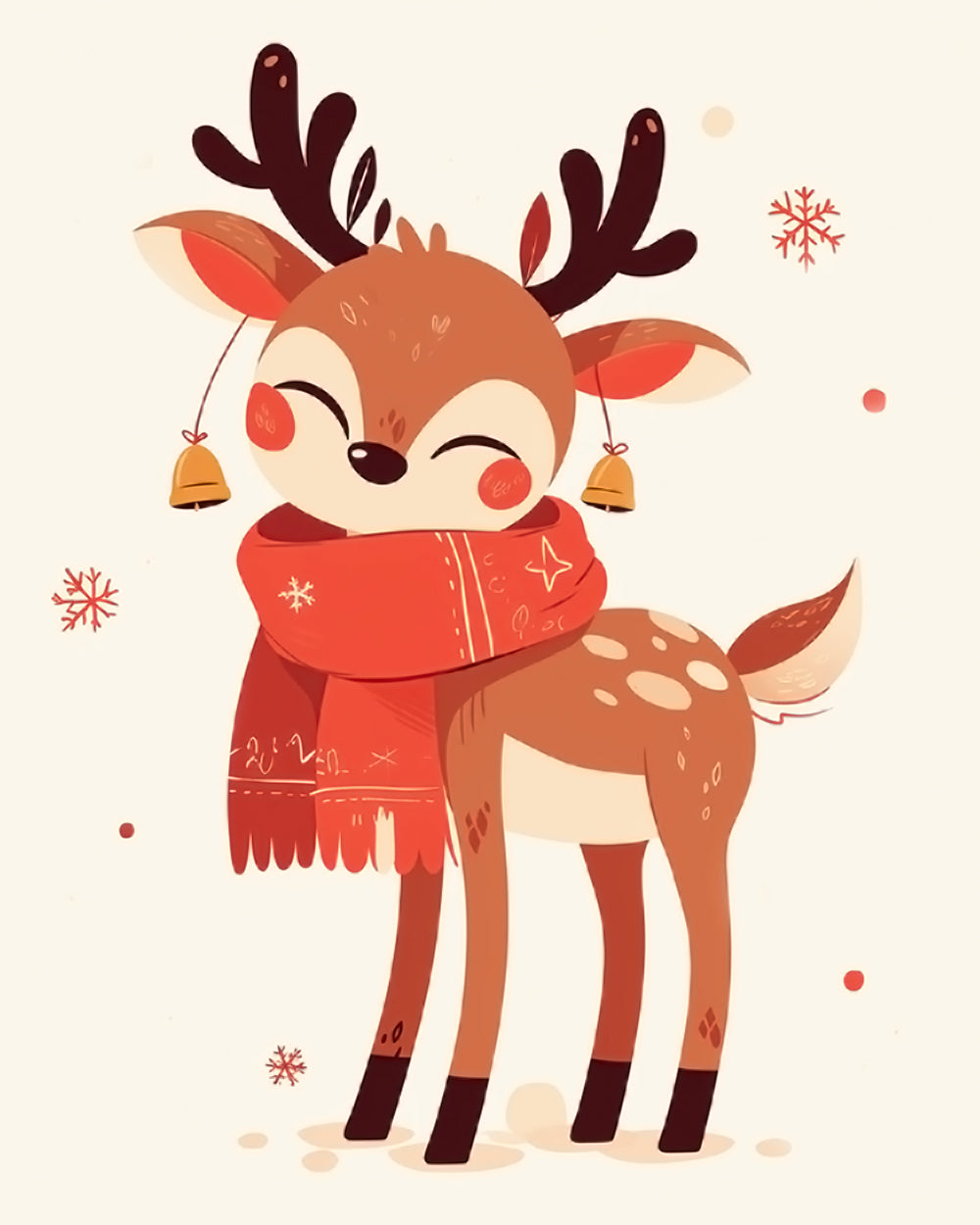 Schattig Hert in Kerstkostuum Diamond Painting
