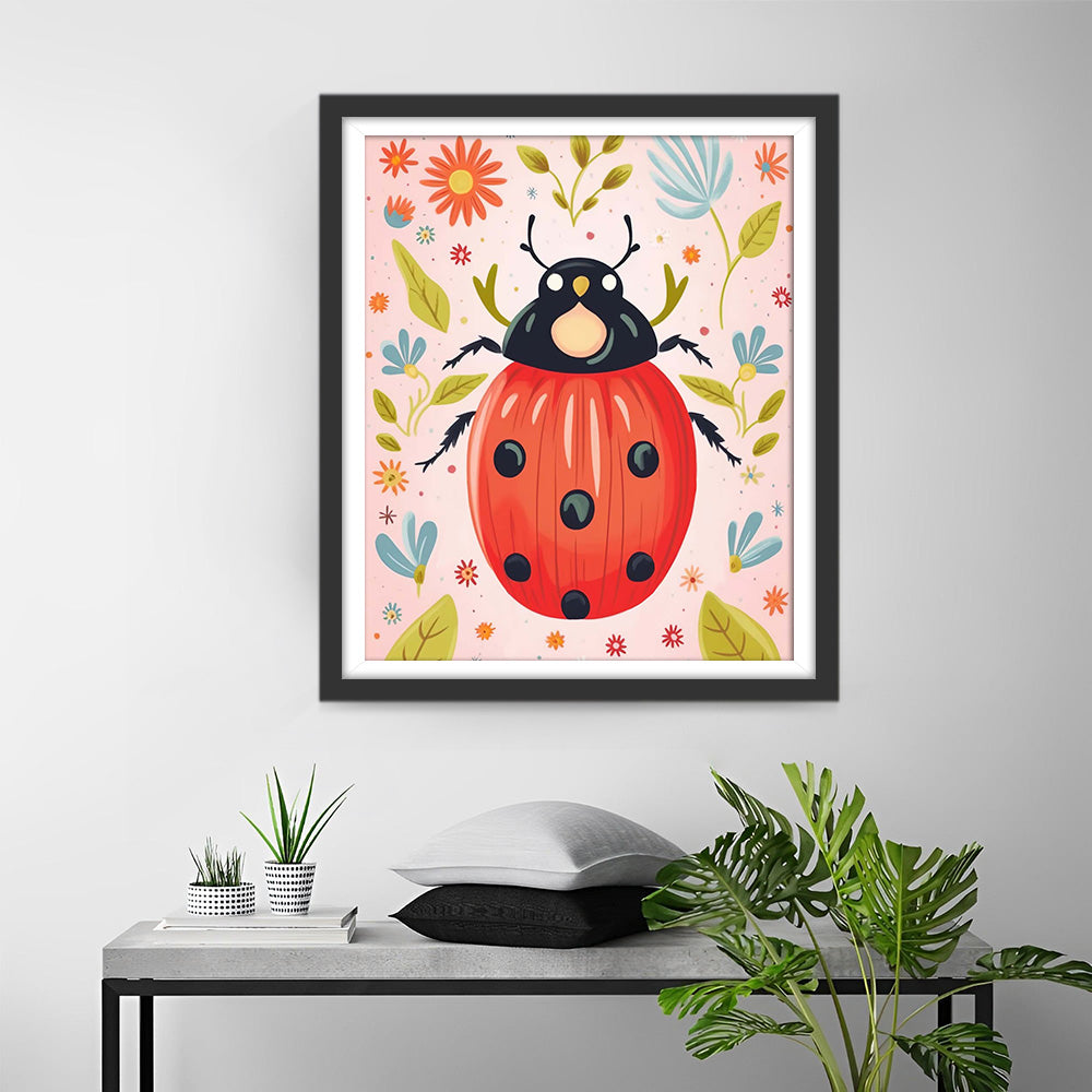 Schattig Rood Lieveheersbeestje Diamond Painting