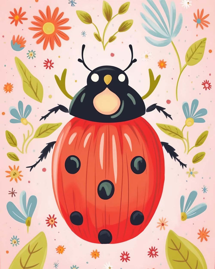 Schattig Rood Lieveheersbeestje Diamond Painting