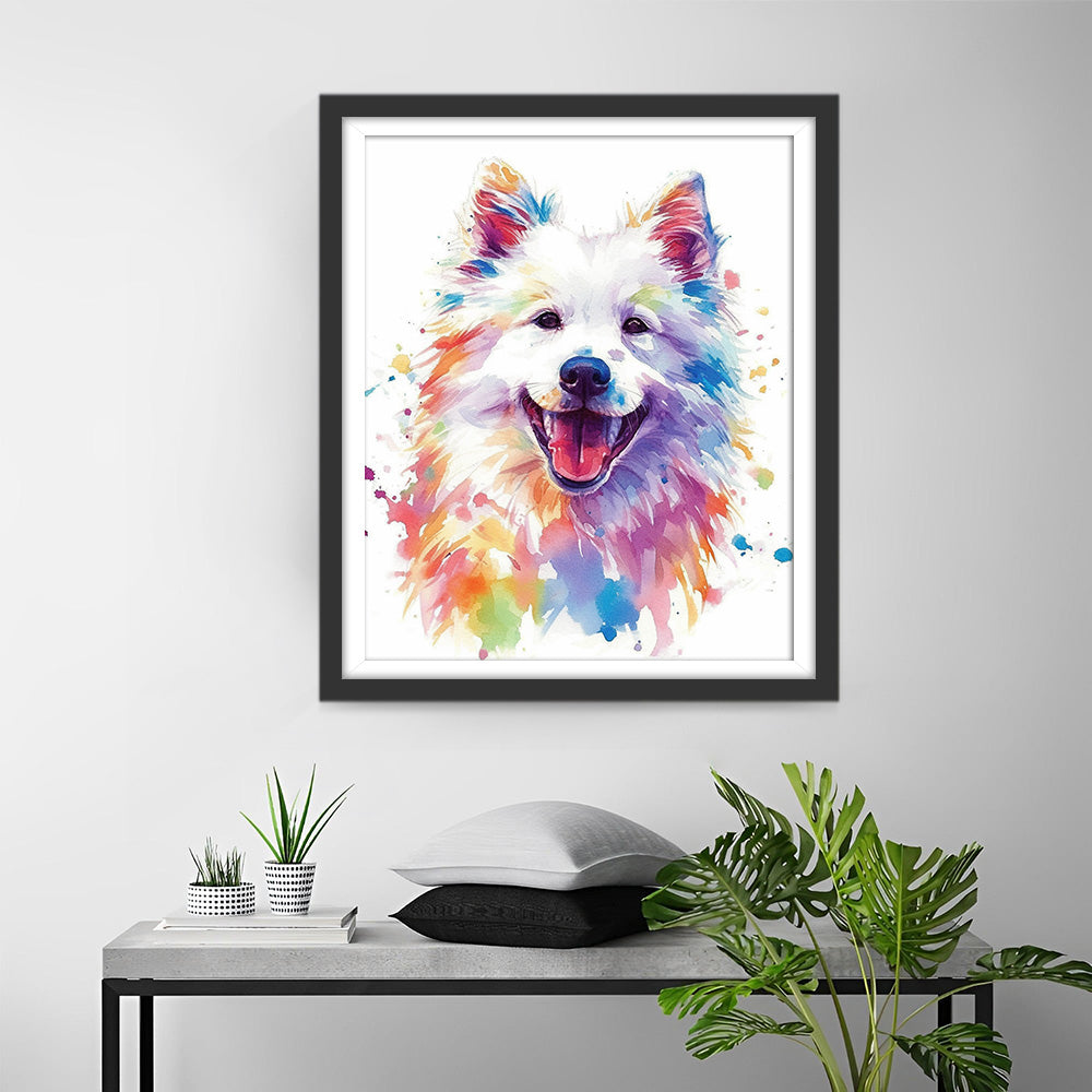 Schattige Aquarel Samojeed Diamond Painting