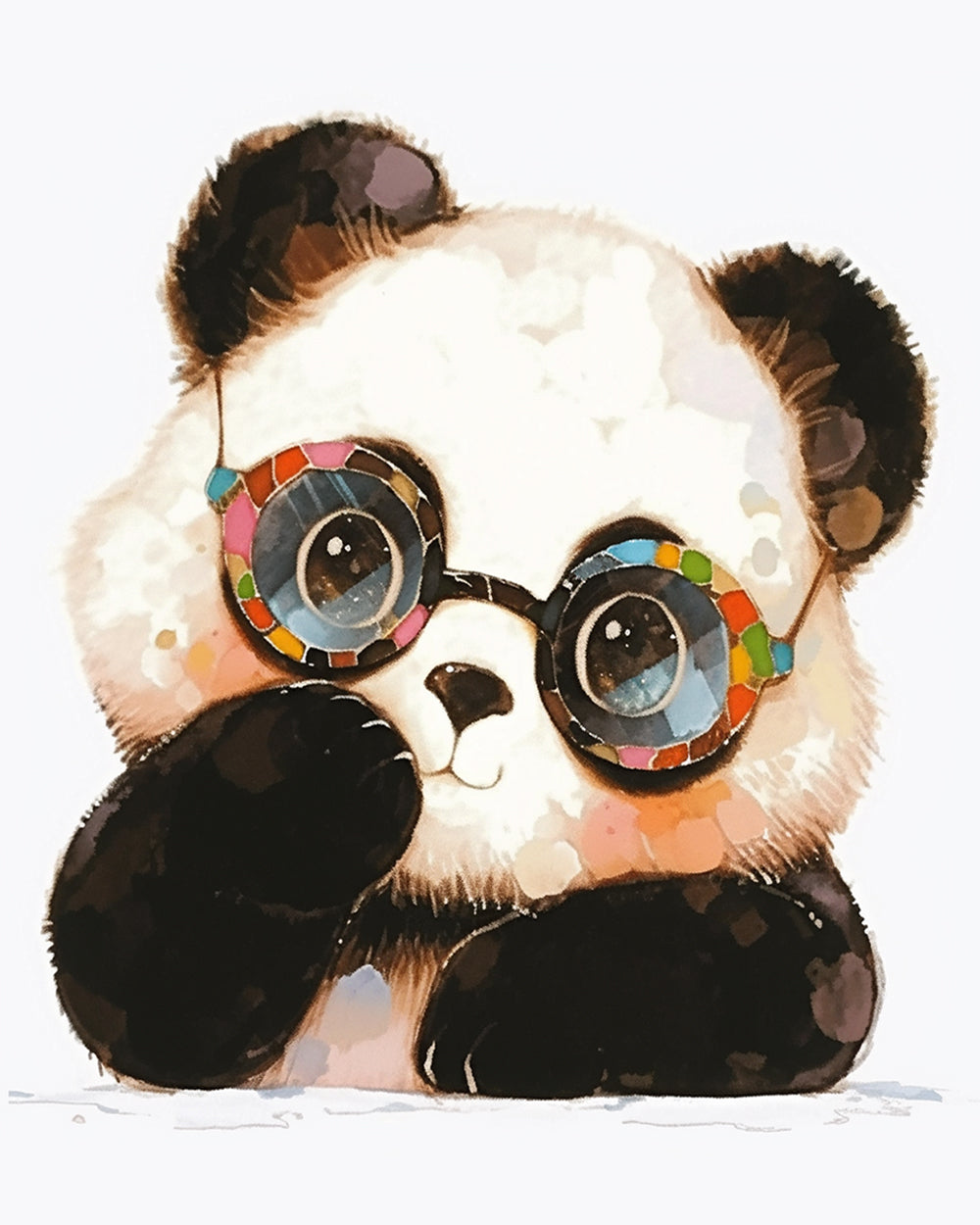 Schattige Cartoon Panda met Bril Diamond Painting