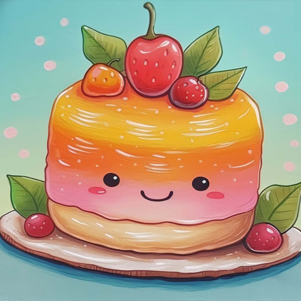 Schattige Fruitpuddingtaart Diamond Painting
