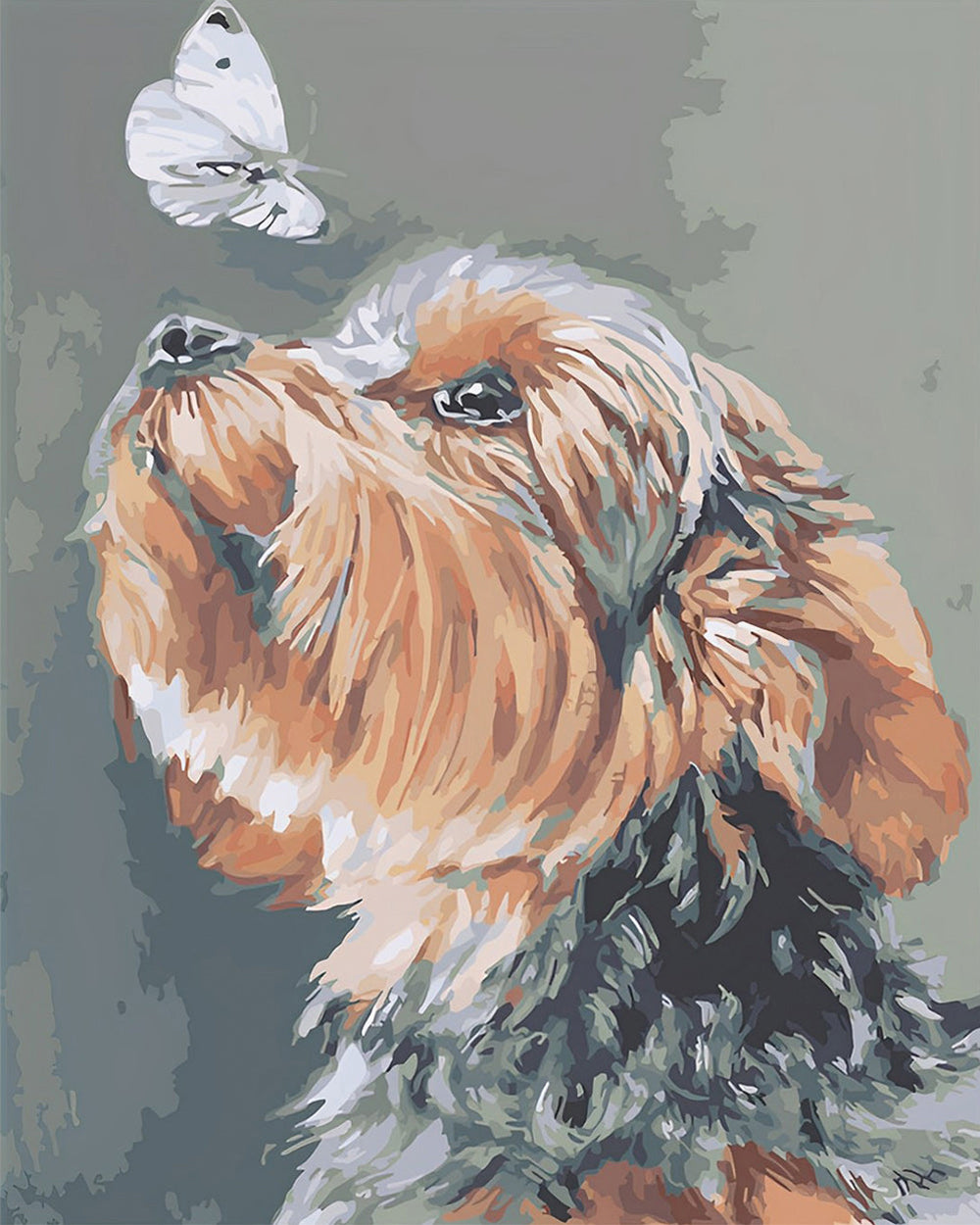 Schattige Hond en Vlinder Diamond Painting