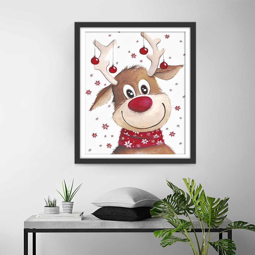 Schattige Kerst Eland Diamond Painting