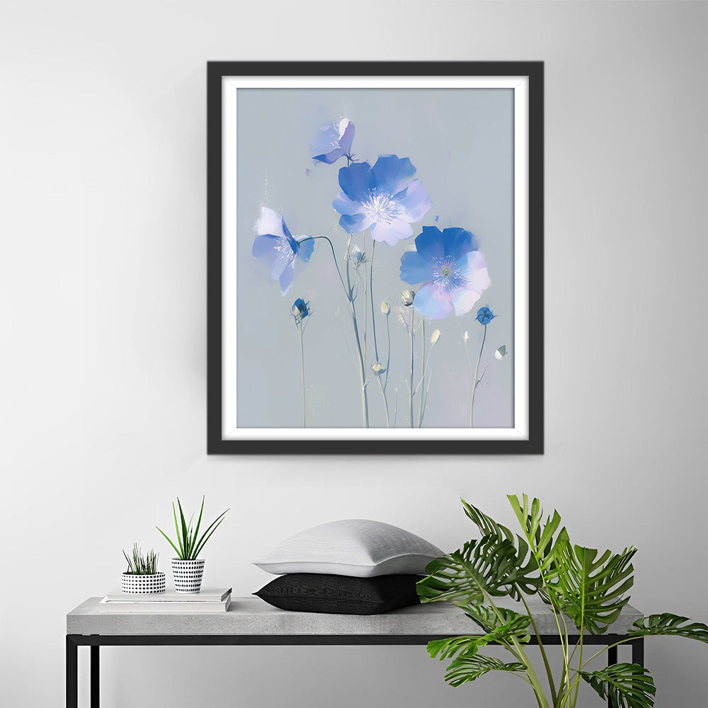 Schattige Kleine Blauwe Bloemen Diamond Painting