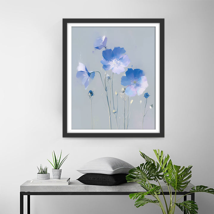 Schattige Kleine Blauwe Bloemen Diamond Painting
