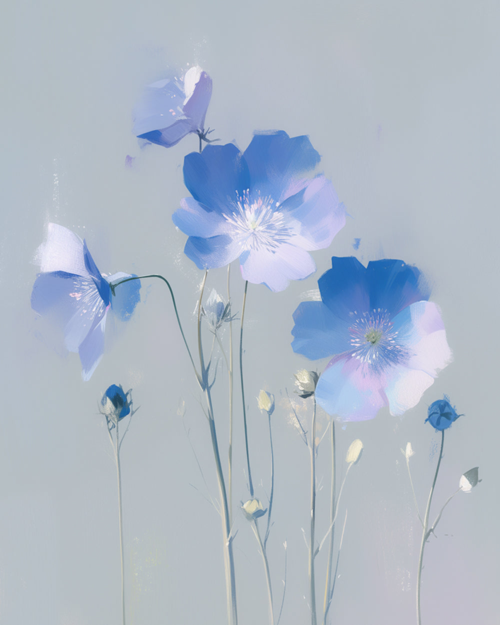Schattige Kleine Blauwe Bloemen Diamond Painting