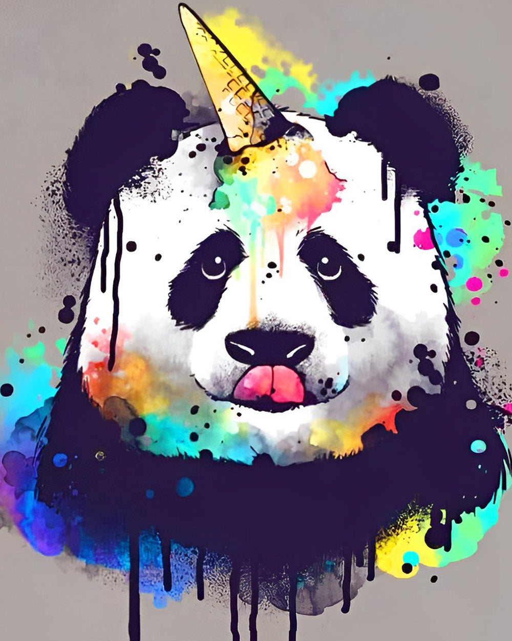 Schattige Panda en IJsje Diamond Painting